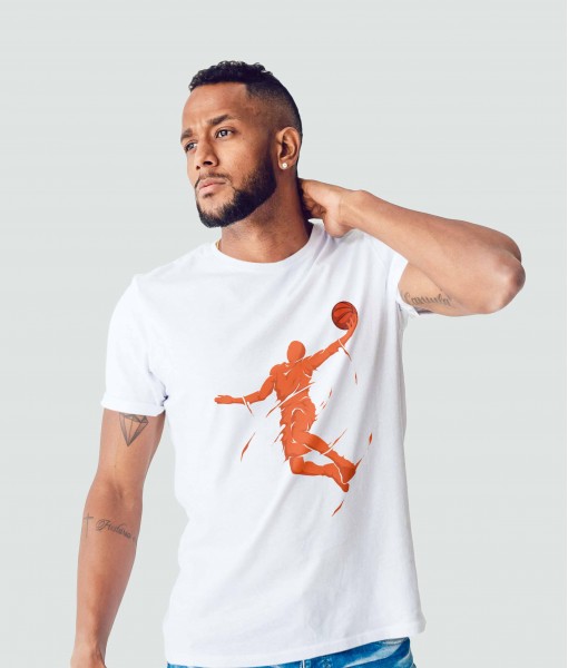 Мъжка тениска с щампа Спортни Илюстрации Colorful Slam Dunk - TShirtArtShop.com
